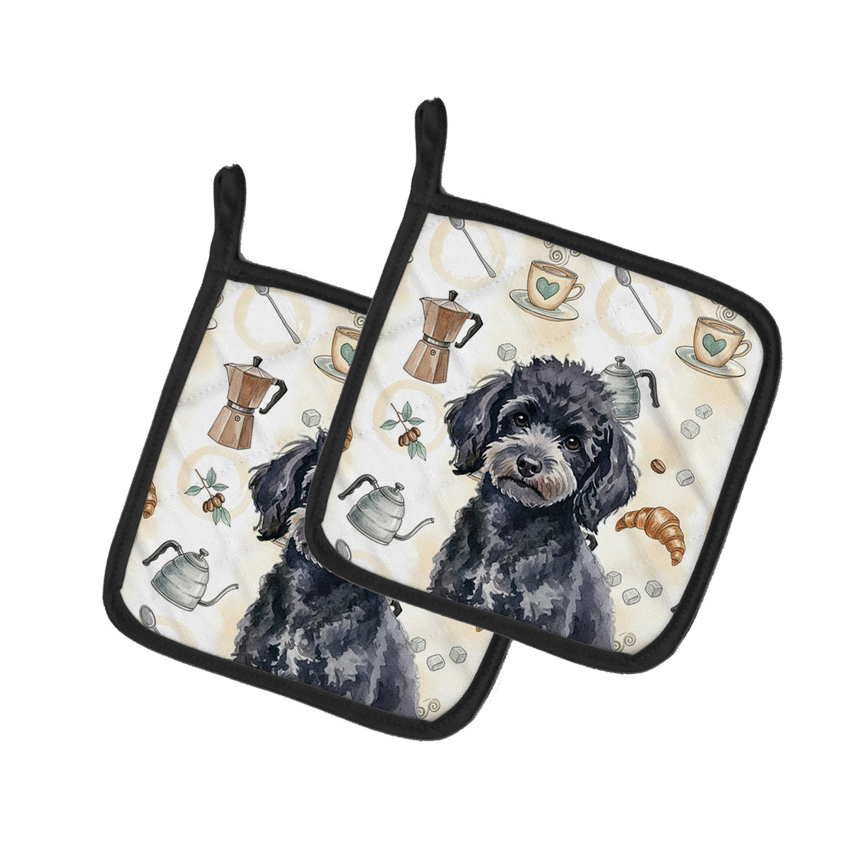 Caroline's Treasures Toy Black Poodle Coffee Bar Pair of Pot Holders