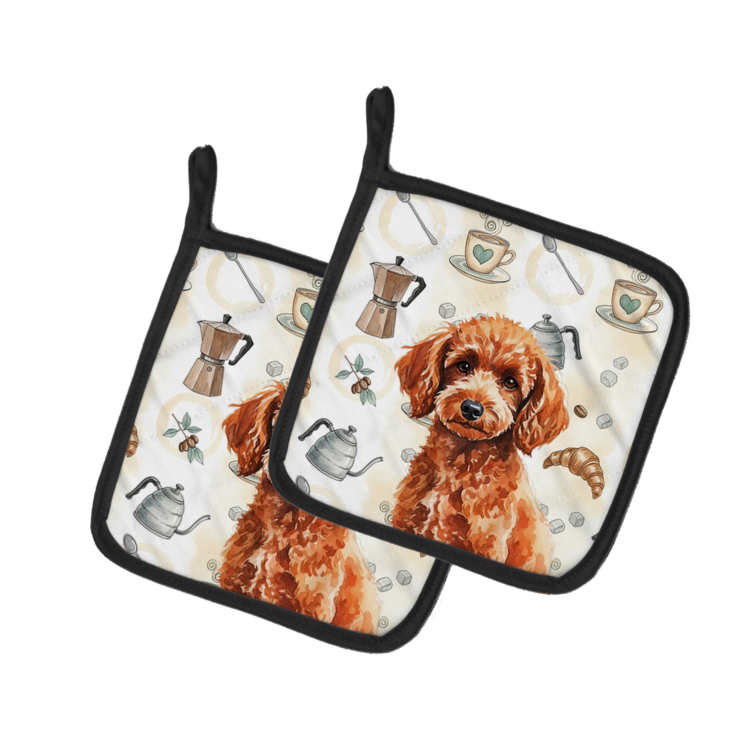 Caroline's Treasures Toy Red Poodle Coffee Bar Pair of Pot Holders