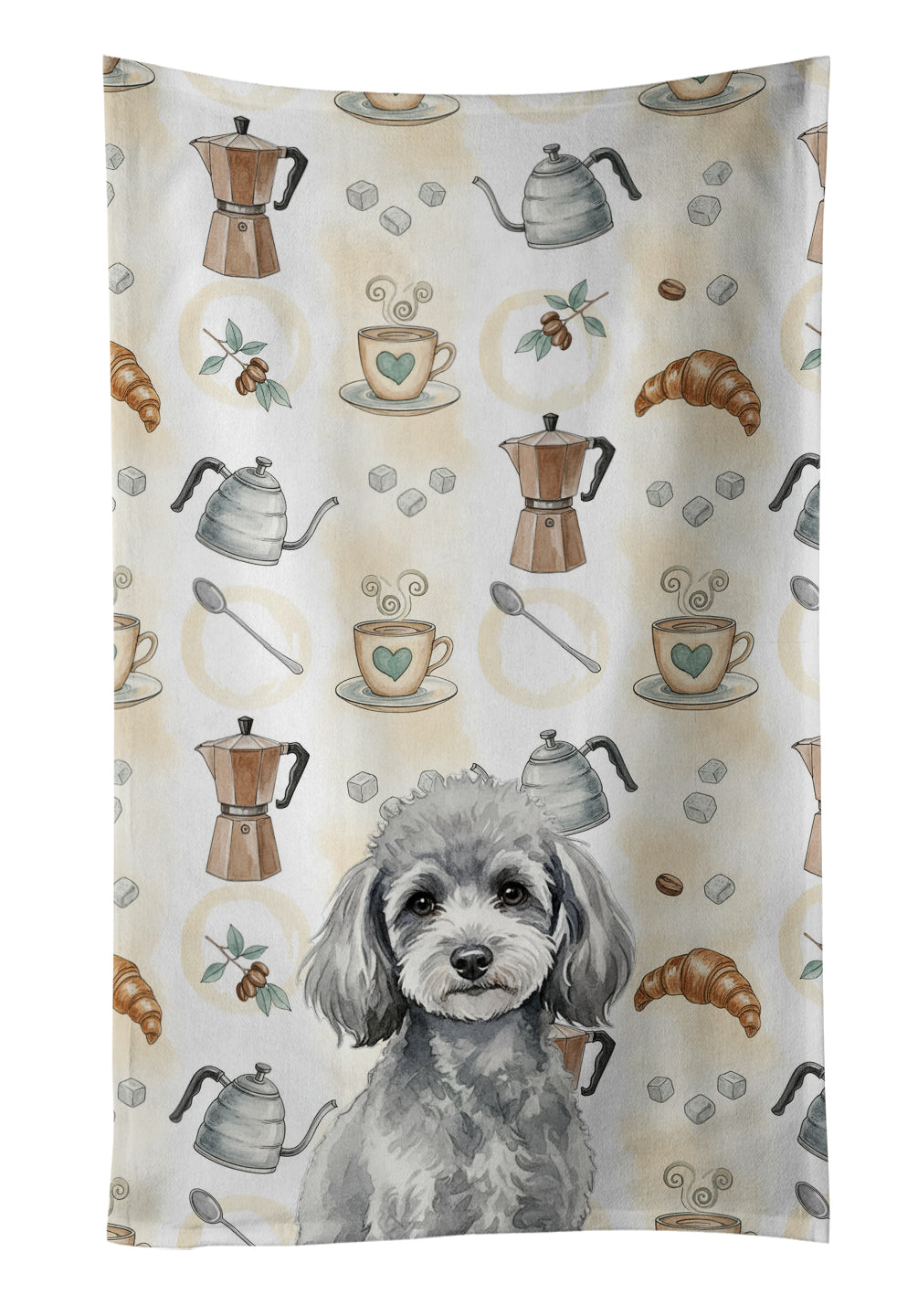 Caroline's Treasures Toy Silver Poodle Coffee Bar Kitchen Towel