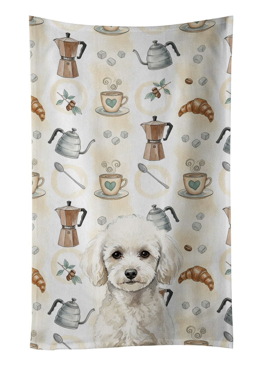Caroline's Treasures Toy White Poodle Coffee Bar Kitchen Towel