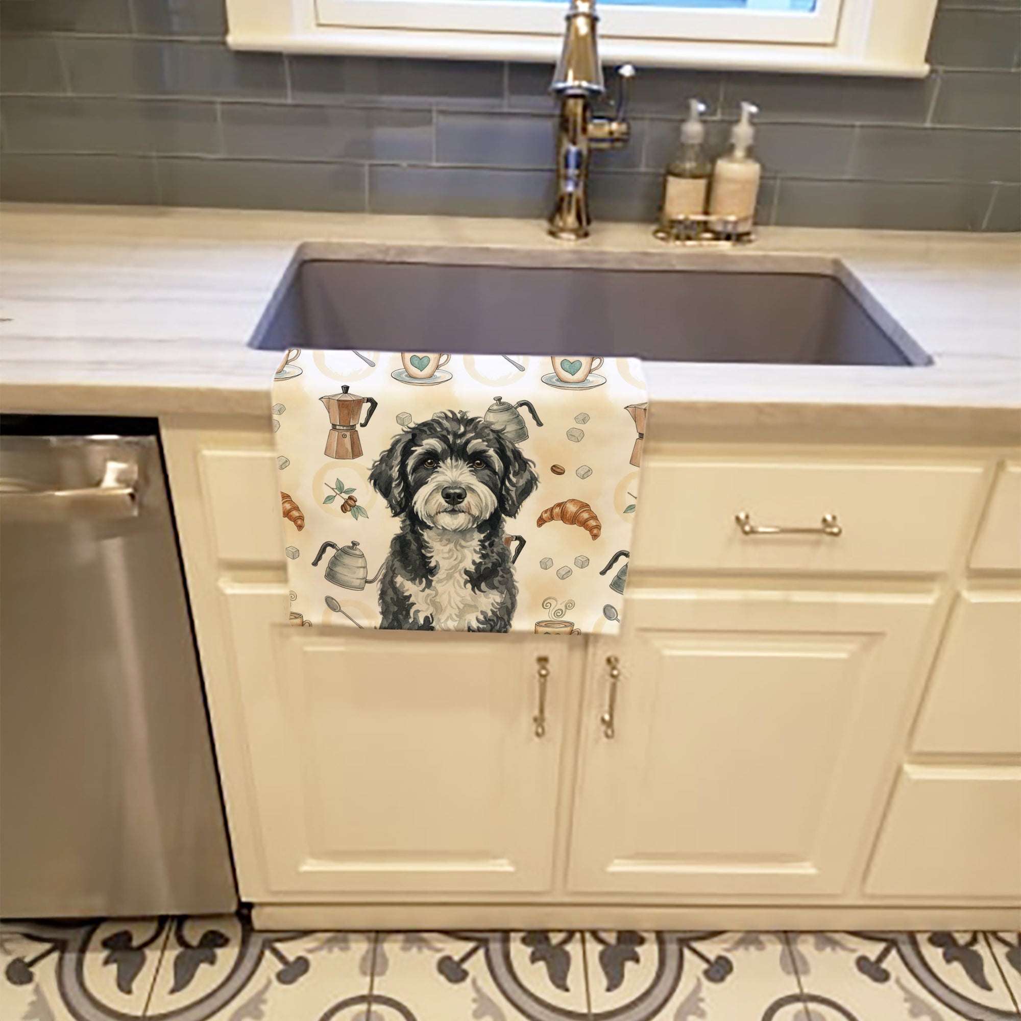 Caroline's Treasures Portuguese Water Dog Coffee Bar Kitchen Towel