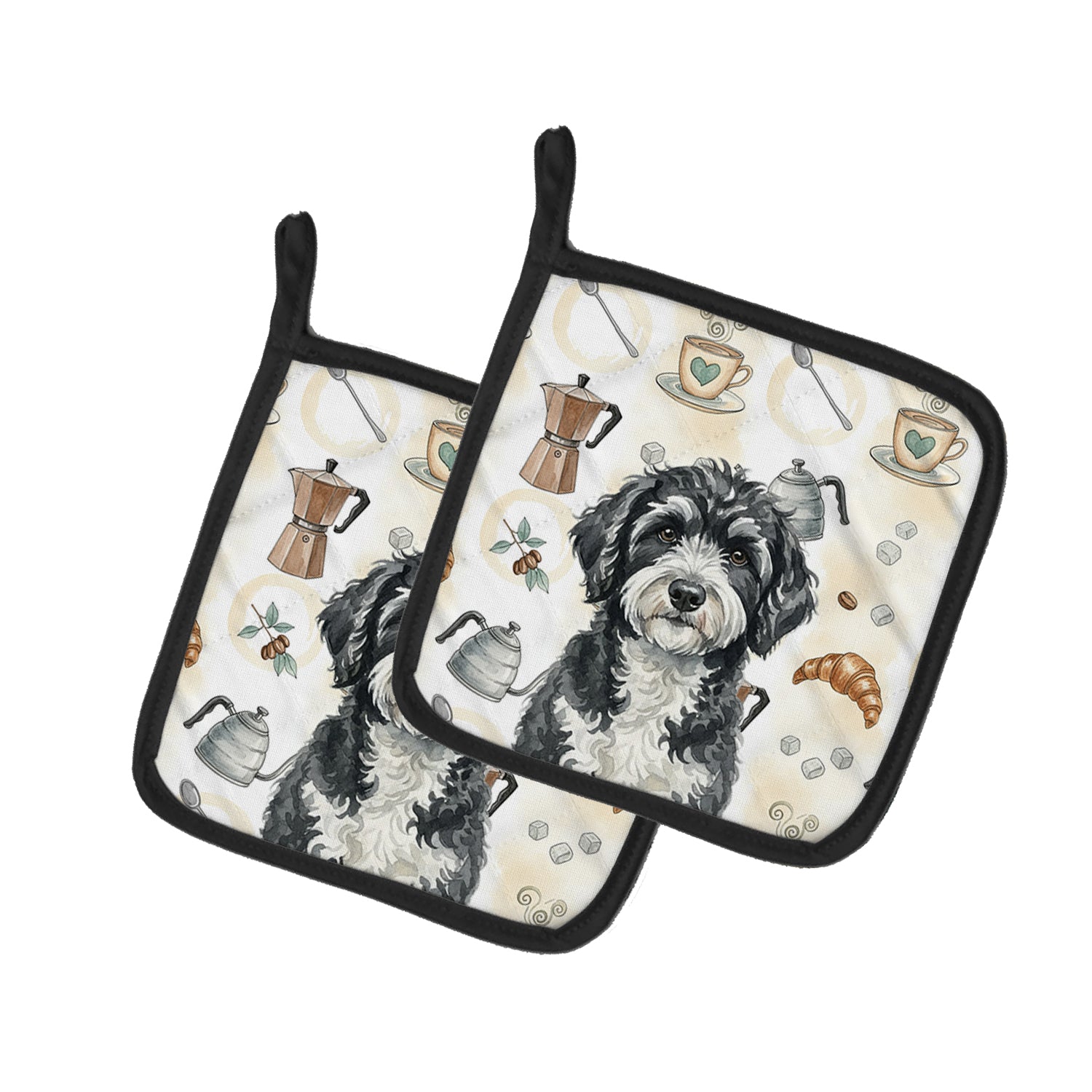 Caroline's Treasures Portuguese Water Dog Coffee Bar Pair of Pot Holders