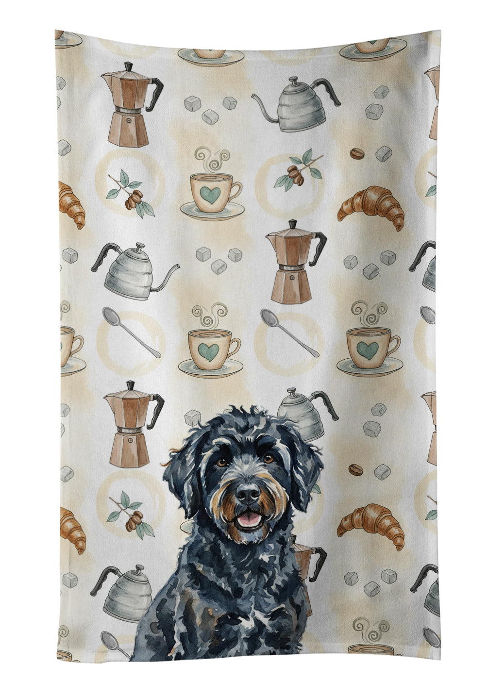 Caroline's Treasures Black Portuguese Water Dog Coffee Bar Kitchen Towel