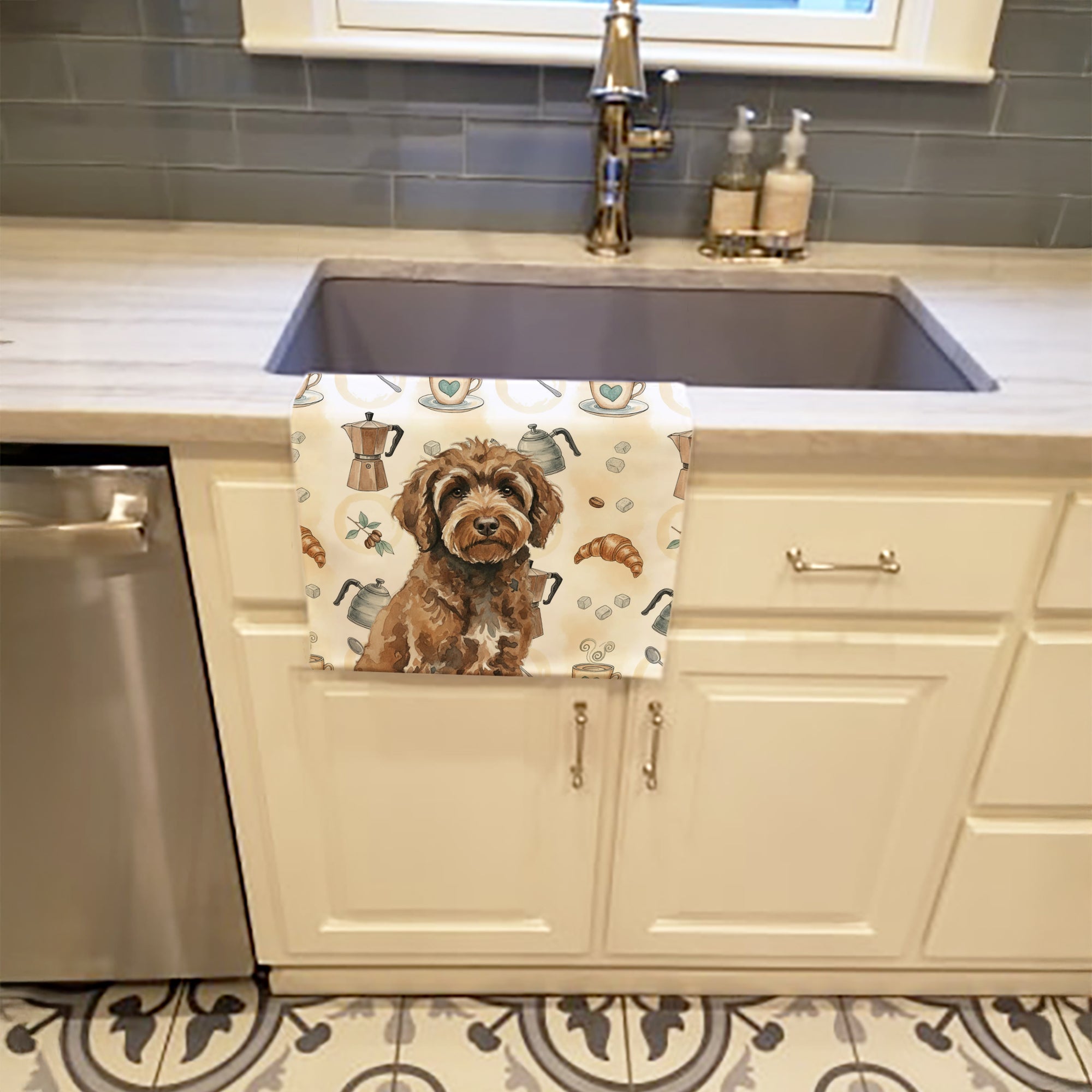 Caroline's Treasures Brown Portuguese Water Dog Coffee Bar Kitchen Towel