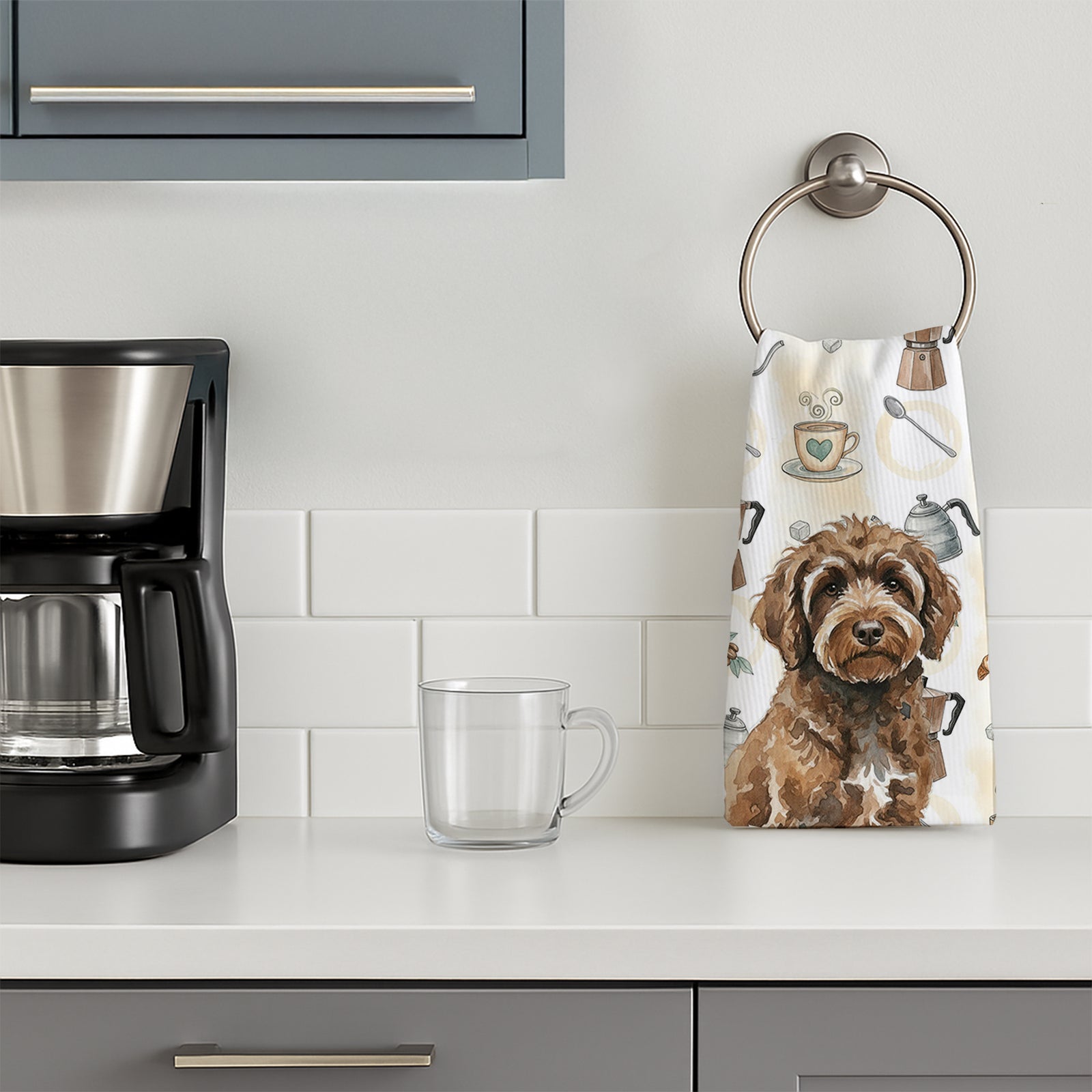 Caroline's Treasures Brown Portuguese Water Dog Coffee Bar Kitchen Towel