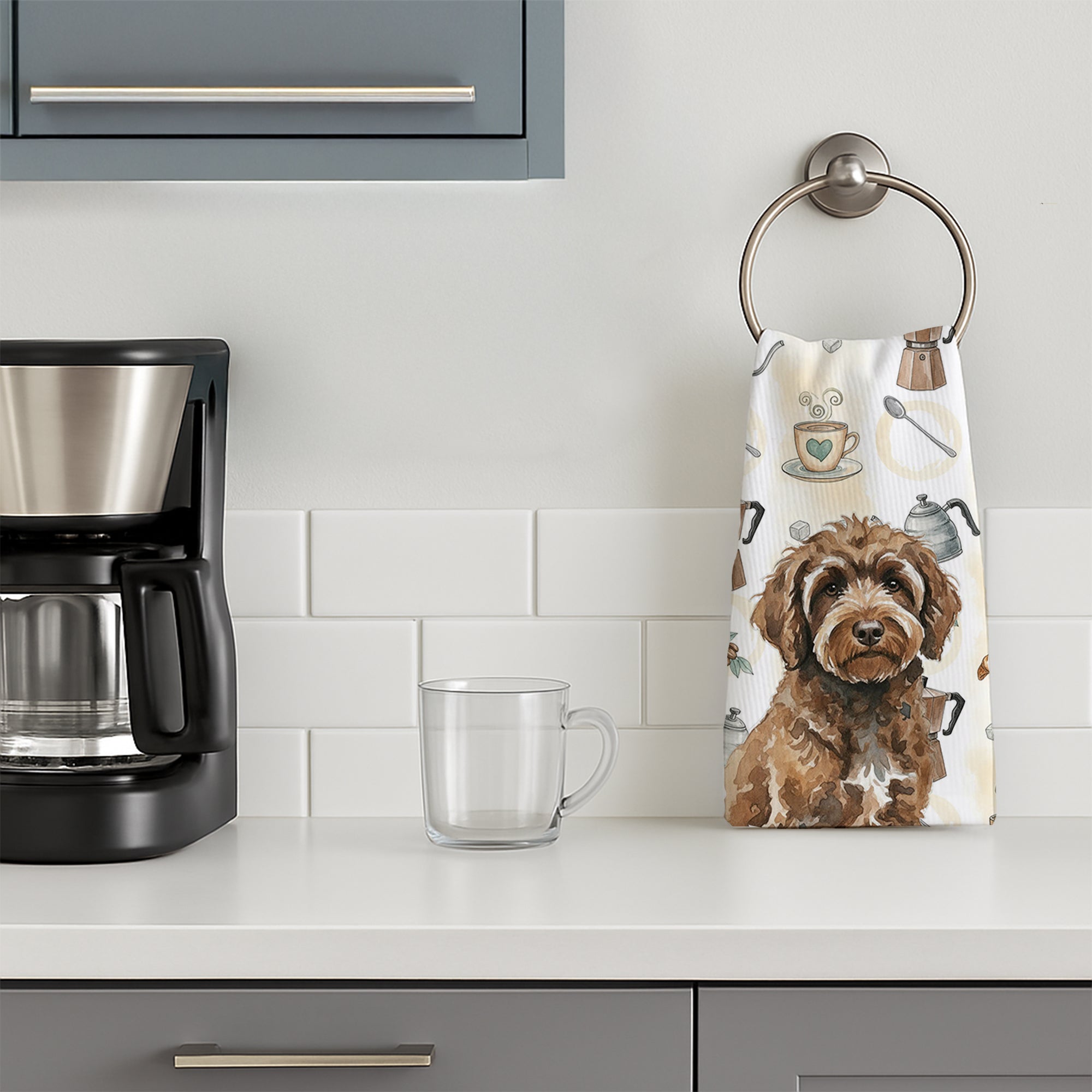 Caroline's Treasures Brown Portuguese Water Dog Coffee Bar Kitchen Towel