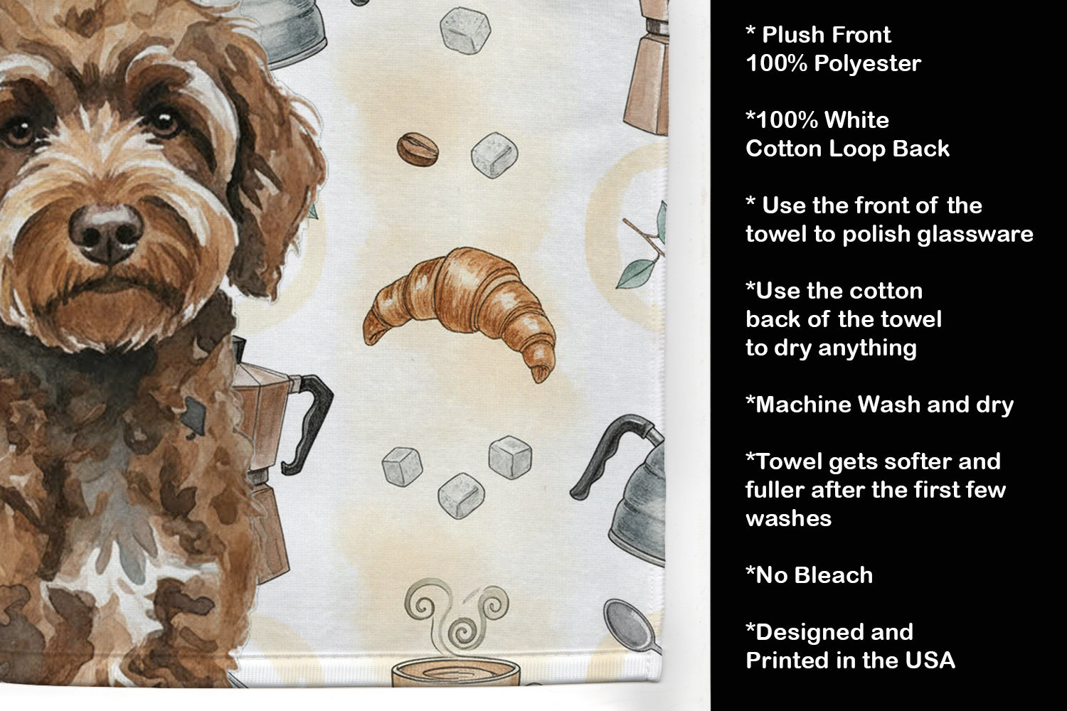 Caroline's Treasures Brown Portuguese Water Dog Coffee Bar Kitchen Towel