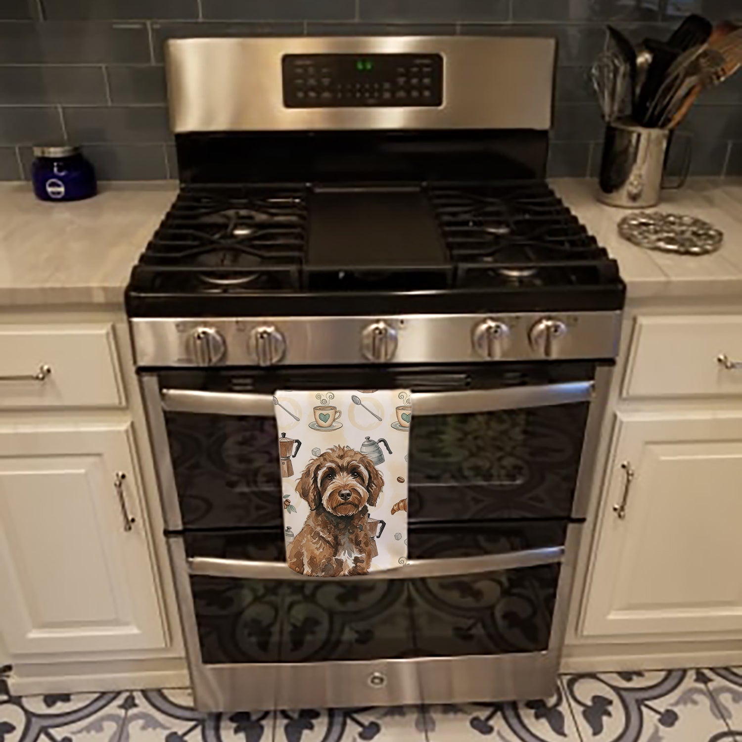 Caroline's Treasures Brown Portuguese Water Dog Coffee Bar Kitchen Towel