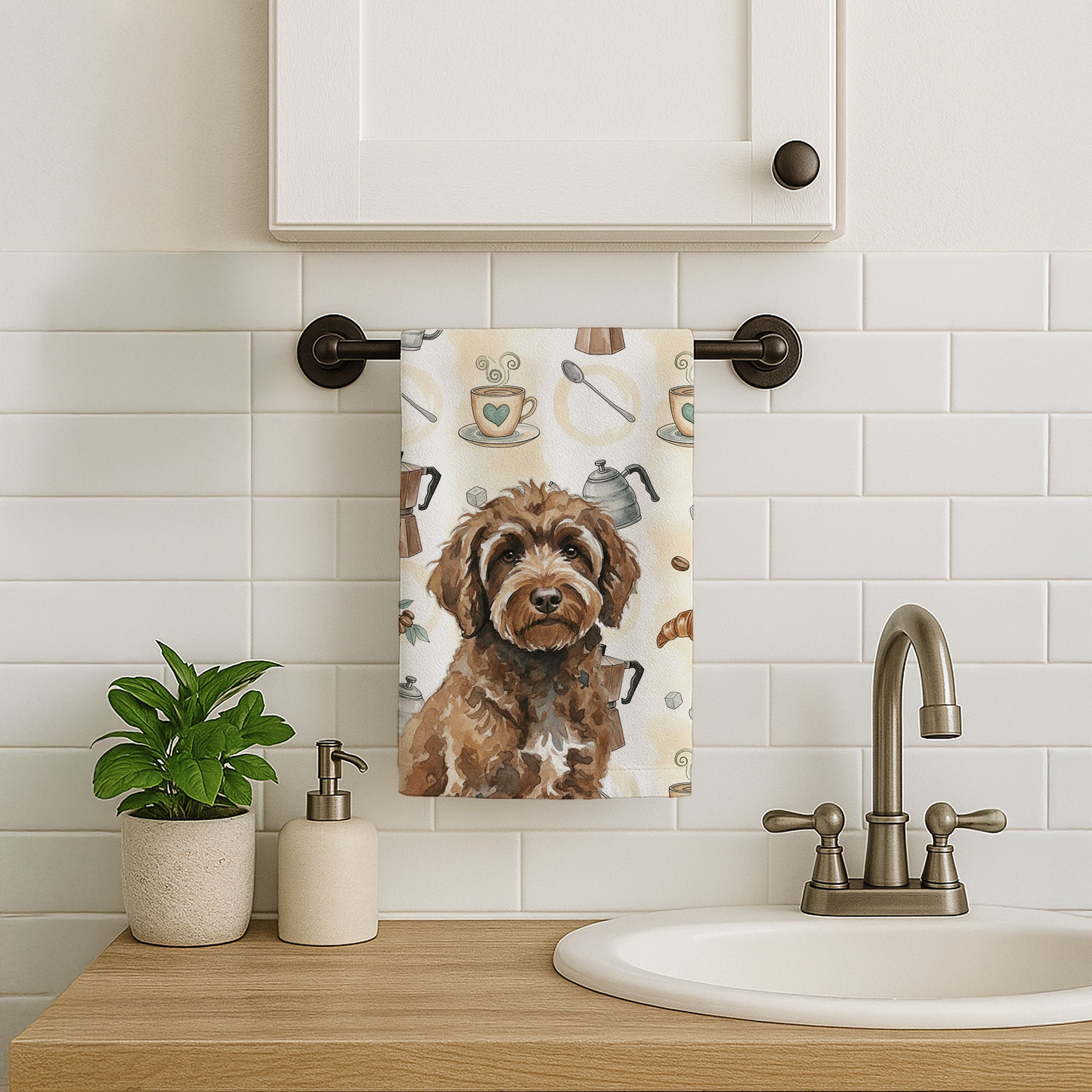 Caroline's Treasures Brown Portuguese Water Dog Coffee Bar Kitchen Towel
