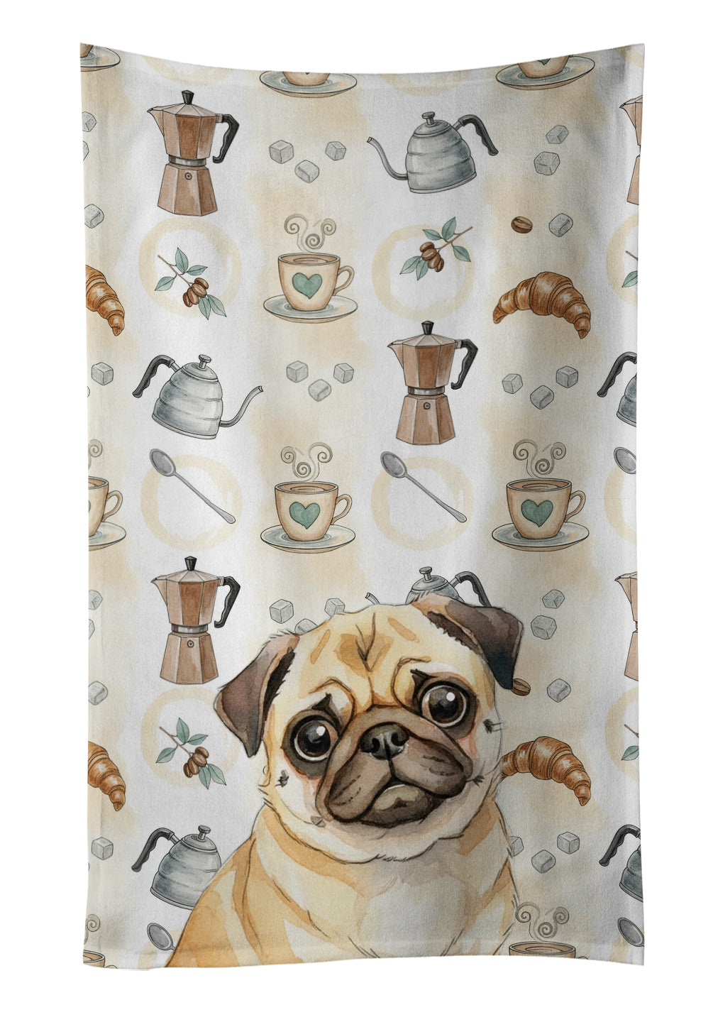 Caroline's Treasures Fawn Pug Coffee Bar Kitchen Towel