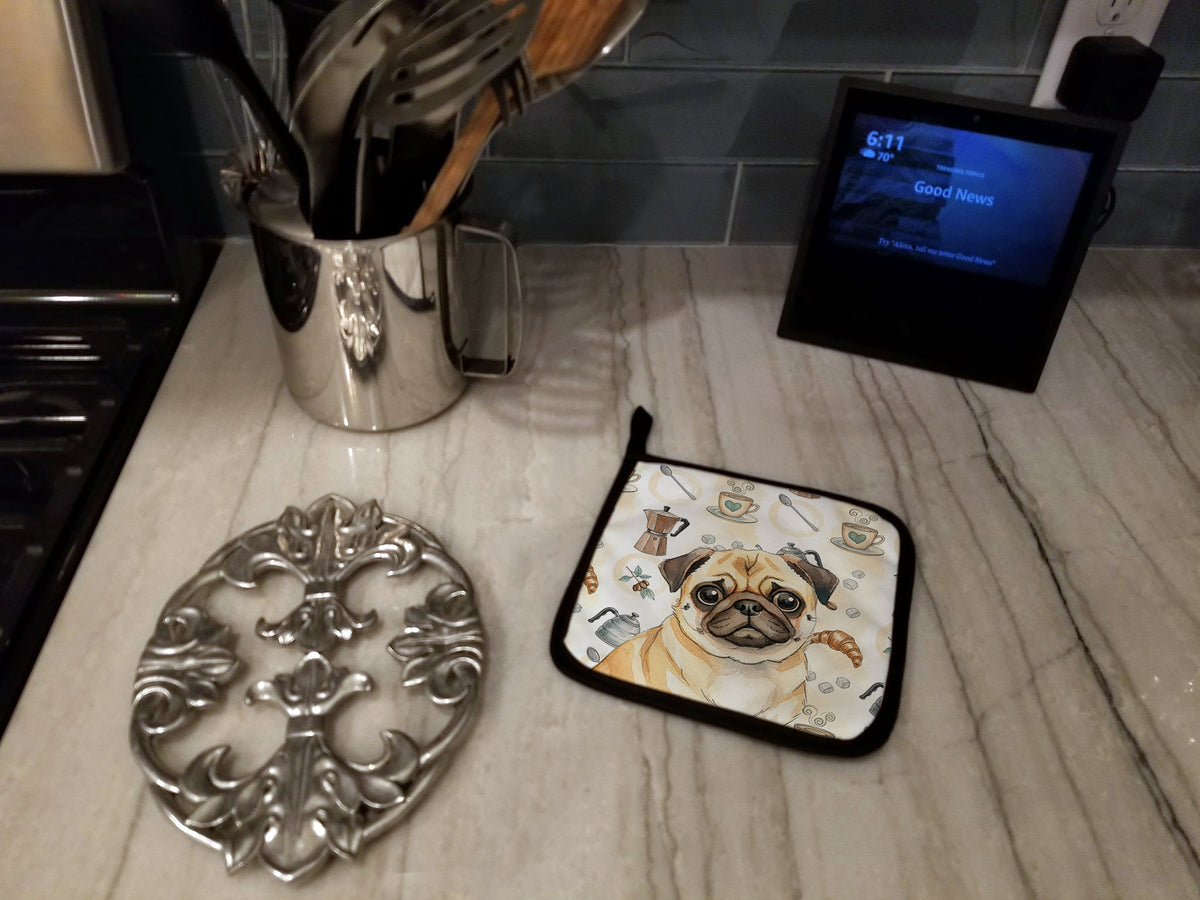 Caroline's Treasures Fawn Pug Coffee Bar Pair of Pot Holders