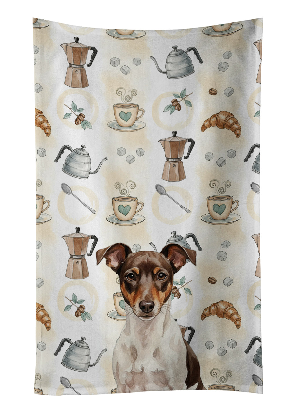 Caroline's Treasures Chocolate and White Rat Terrier Coffee Bar Kitchen Towel
