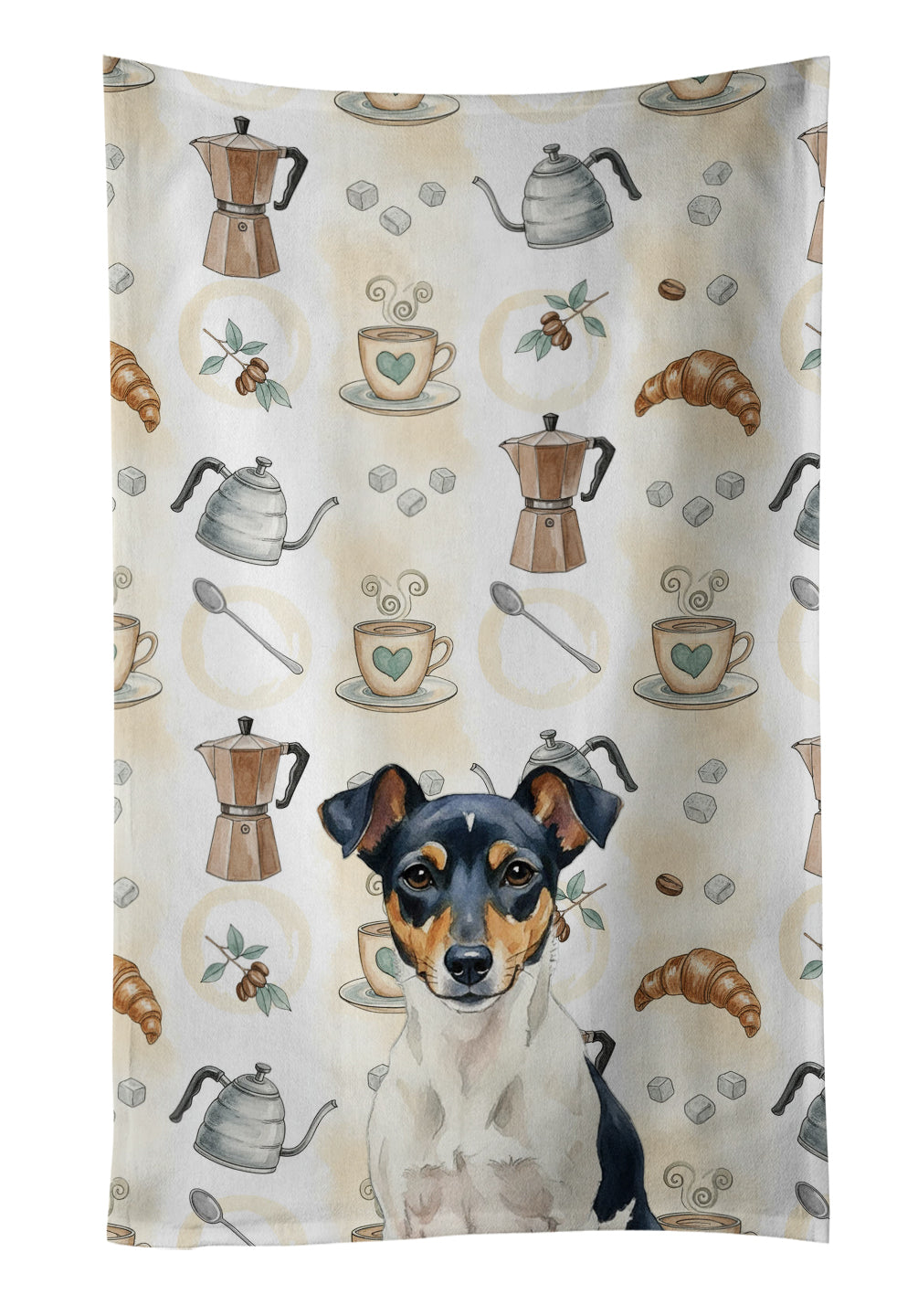 Caroline's Treasures Tricolor Rat Terrier Coffee Bar Kitchen Towel