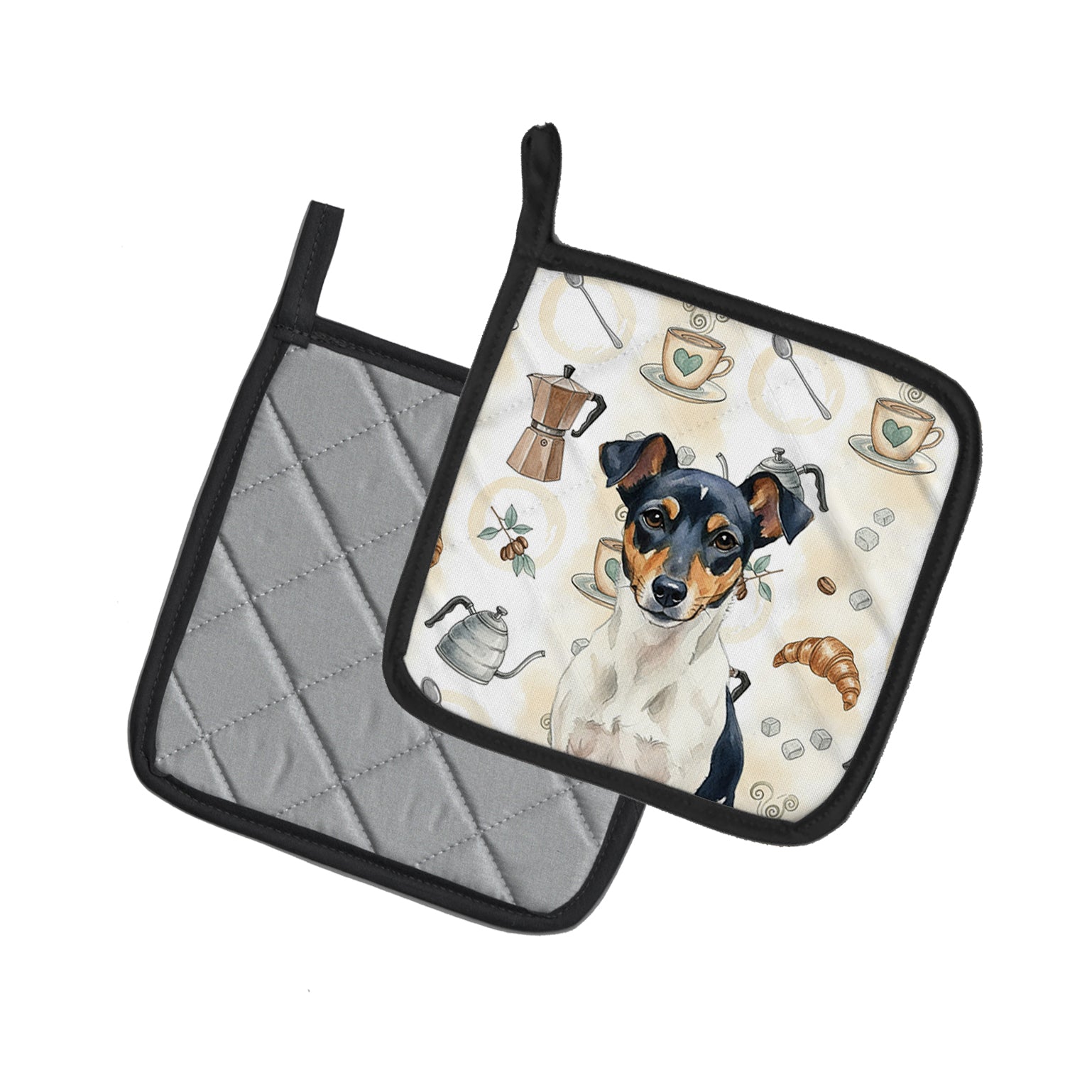 Caroline's Treasures Tricolor Rat Terrier Coffee Bar Pair of Pot Holders