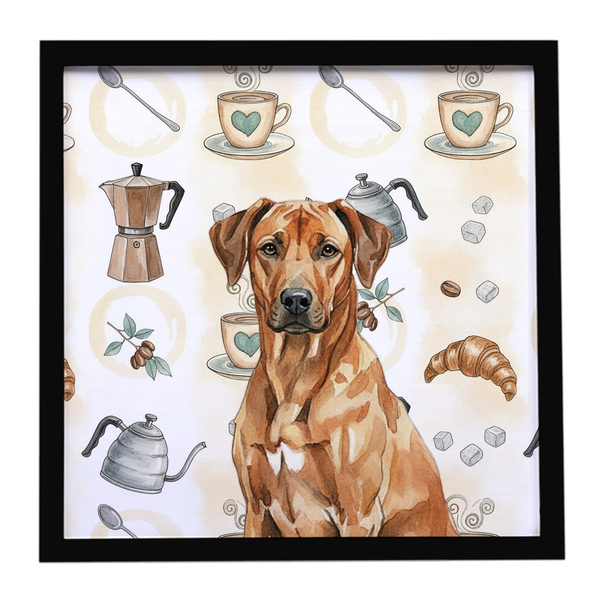 Caroline's Treasures Rhodesian Ridgeback Coffee Bar Framed Metal Print