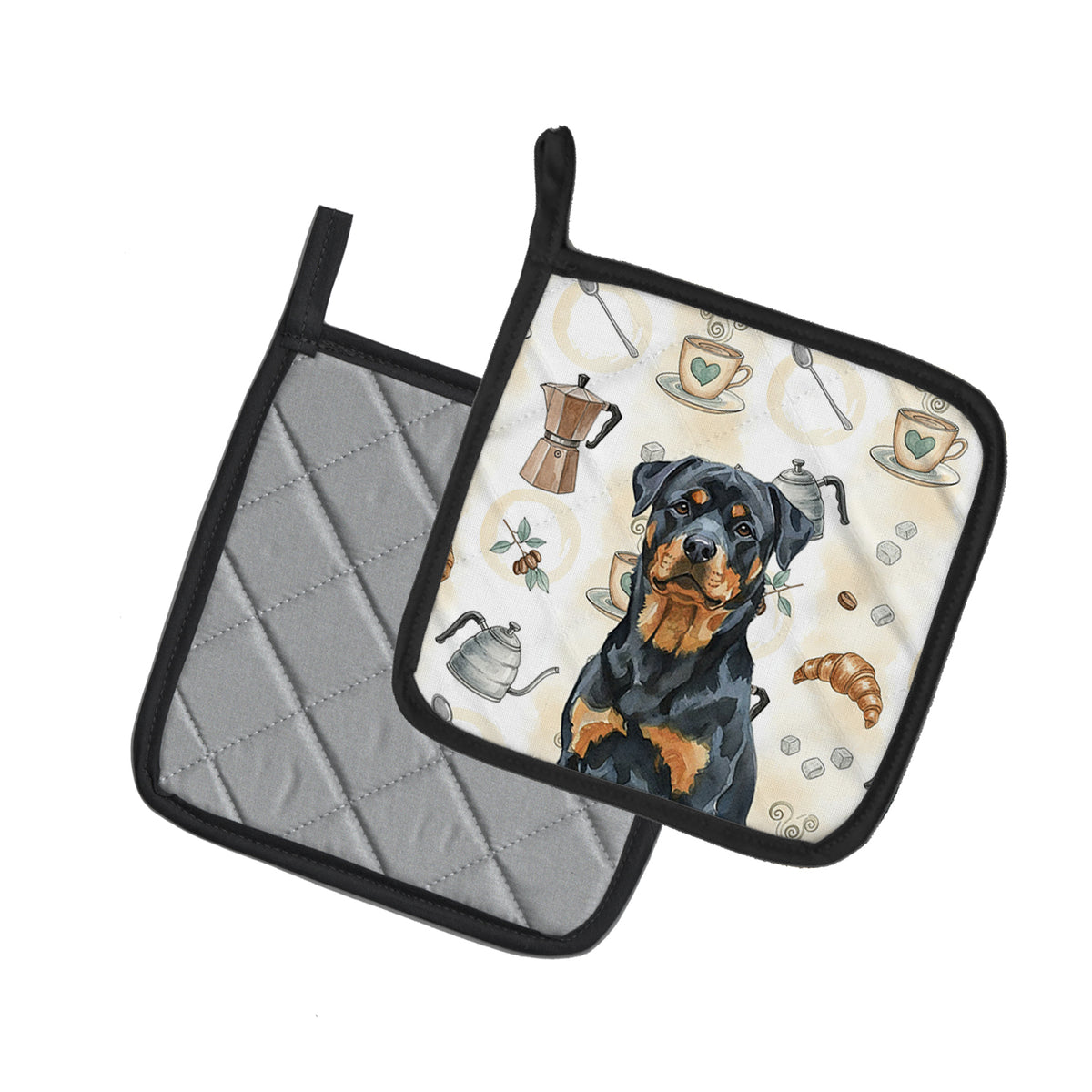 Caroline's Treasures Rottweiler Coffee Bar Pair of Pot Holders