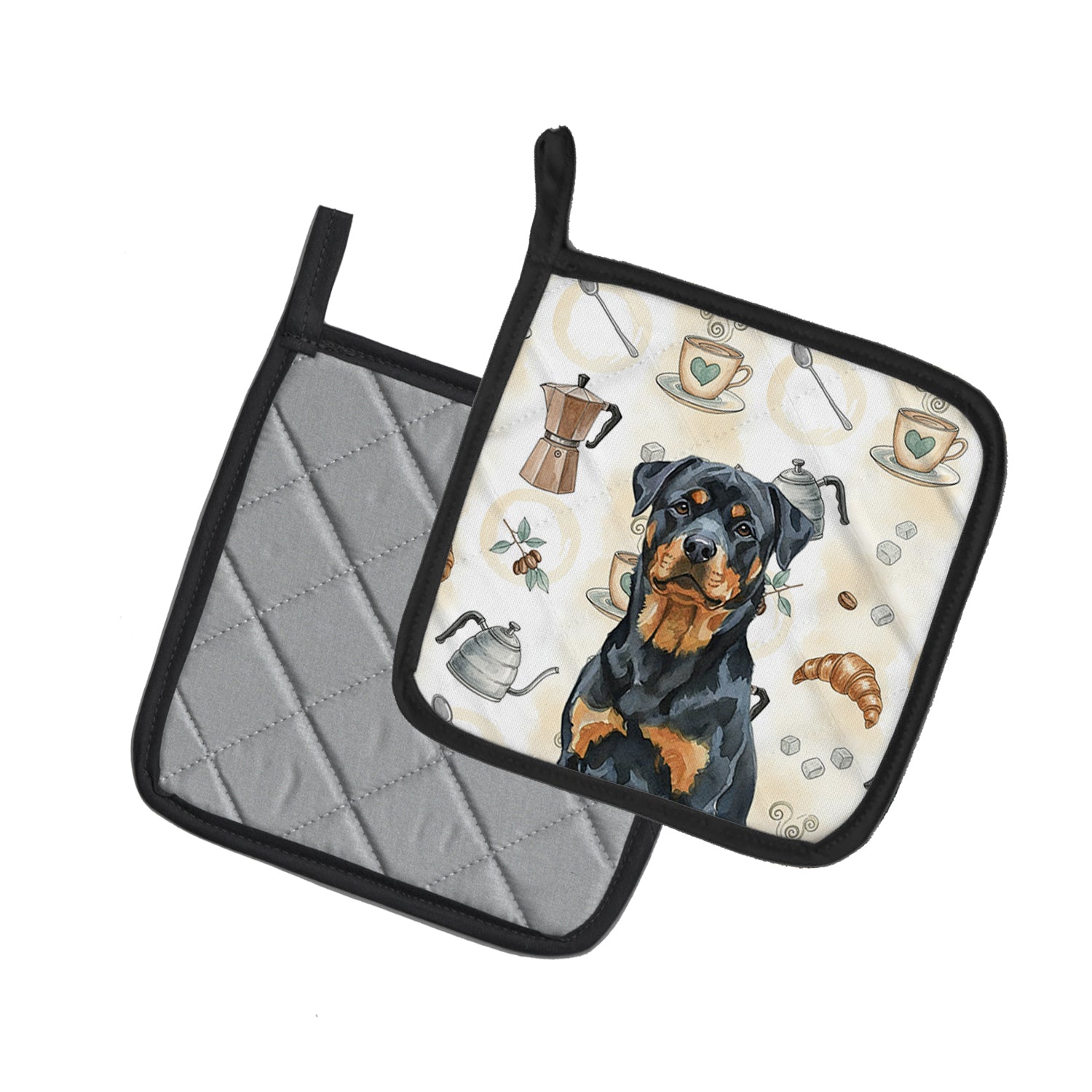 Caroline's Treasures Rottweiler Coffee Bar Pair of Pot Holders