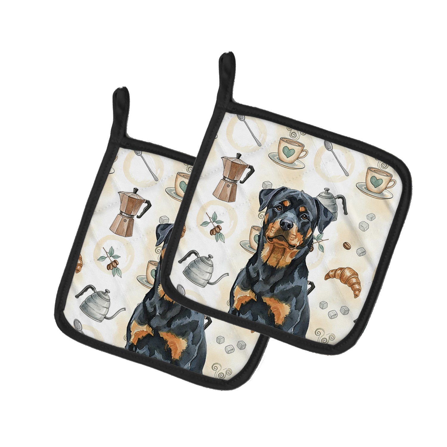 Caroline's Treasures Rottweiler Coffee Bar Pair of Pot Holders