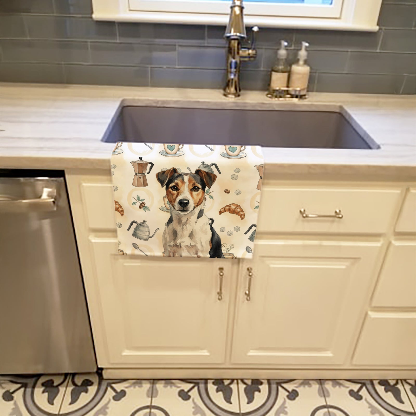 Caroline's Treasures Tricolor Russell Terrier Coffee Bar Kitchen Towel