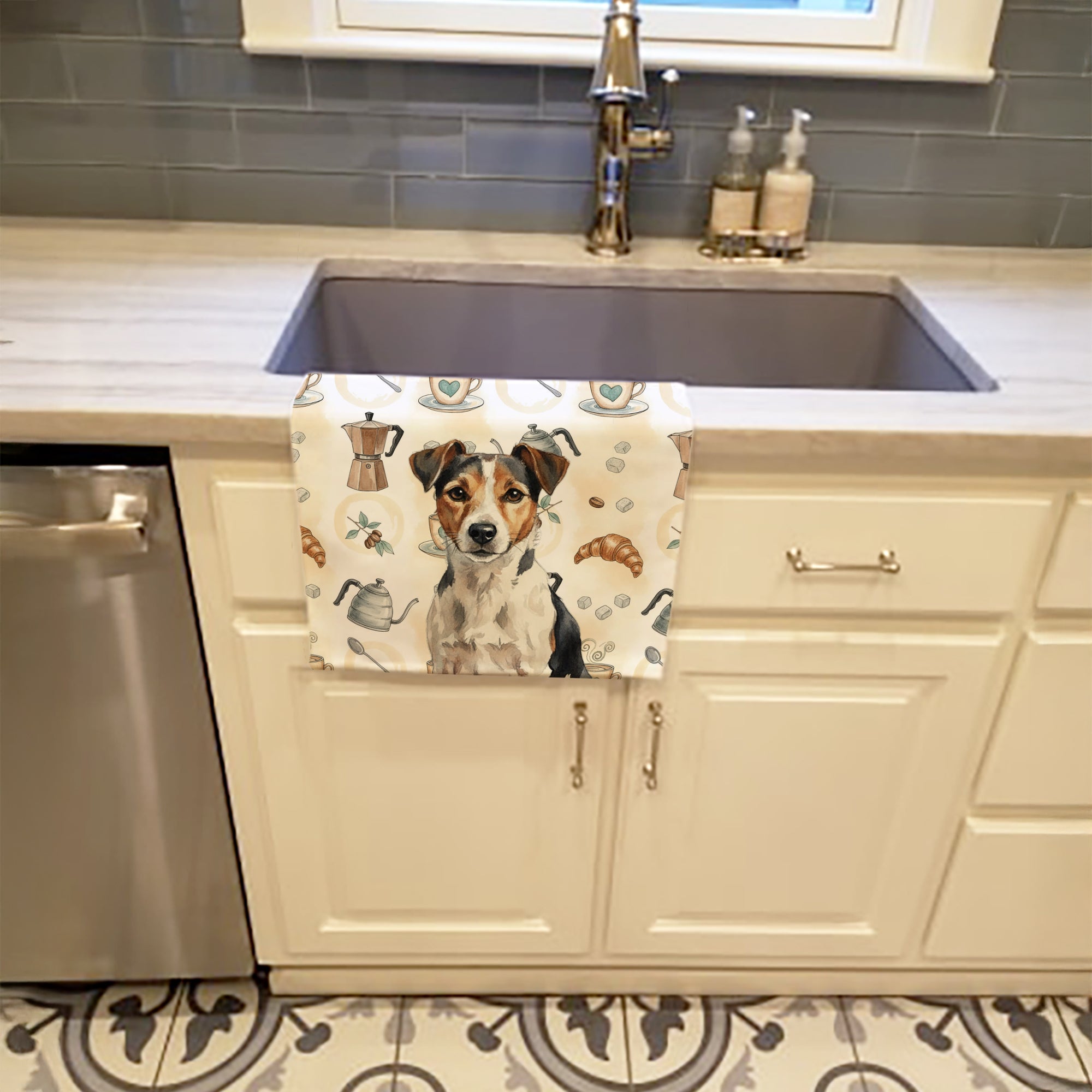 Caroline's Treasures Tricolor Russell Terrier Coffee Bar Kitchen Towel