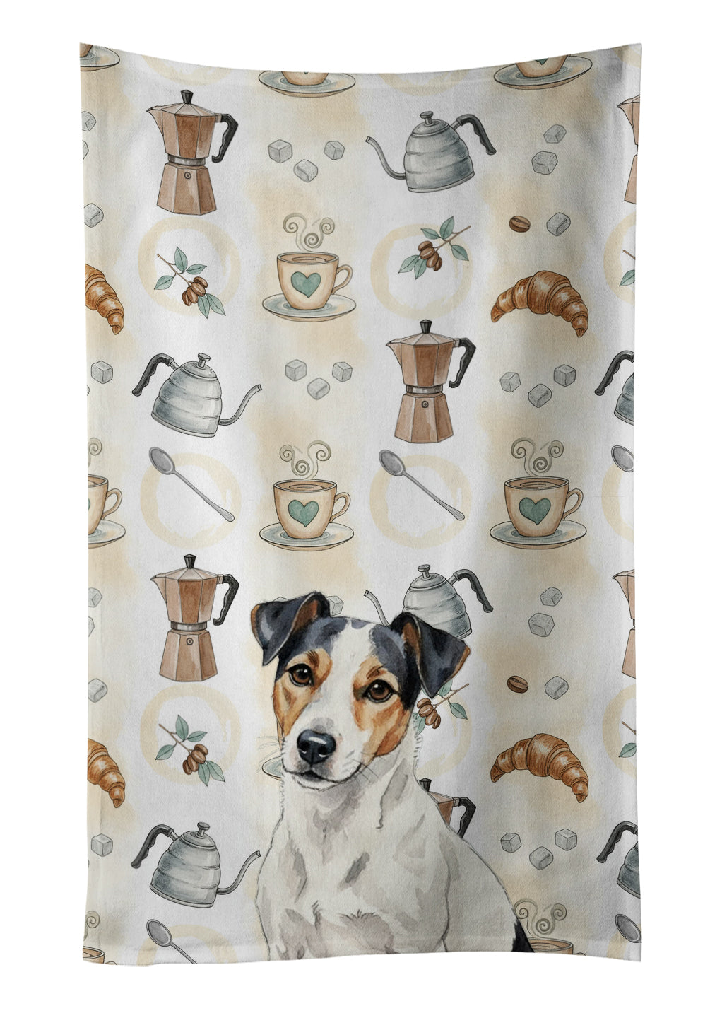 Caroline's Treasures White with Black Markings Russell Terrier Coffee Bar Kitchen Towel