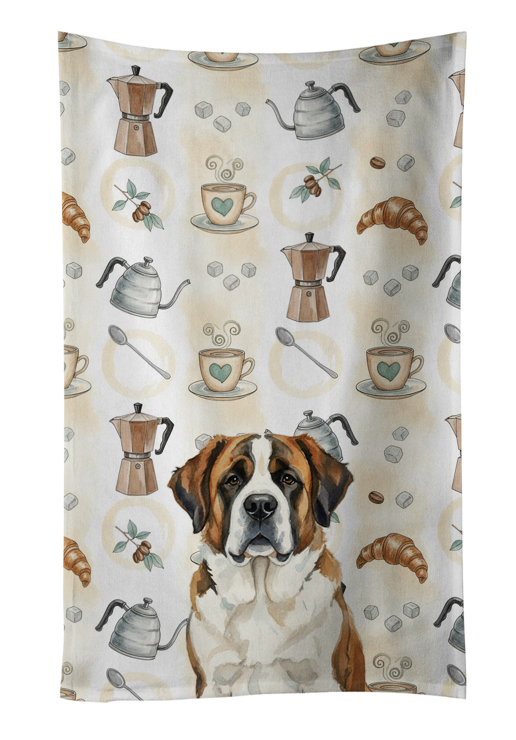 Caroline's Treasures Brindle and White Saint Bernard Coffee Bar Kitchen Towel