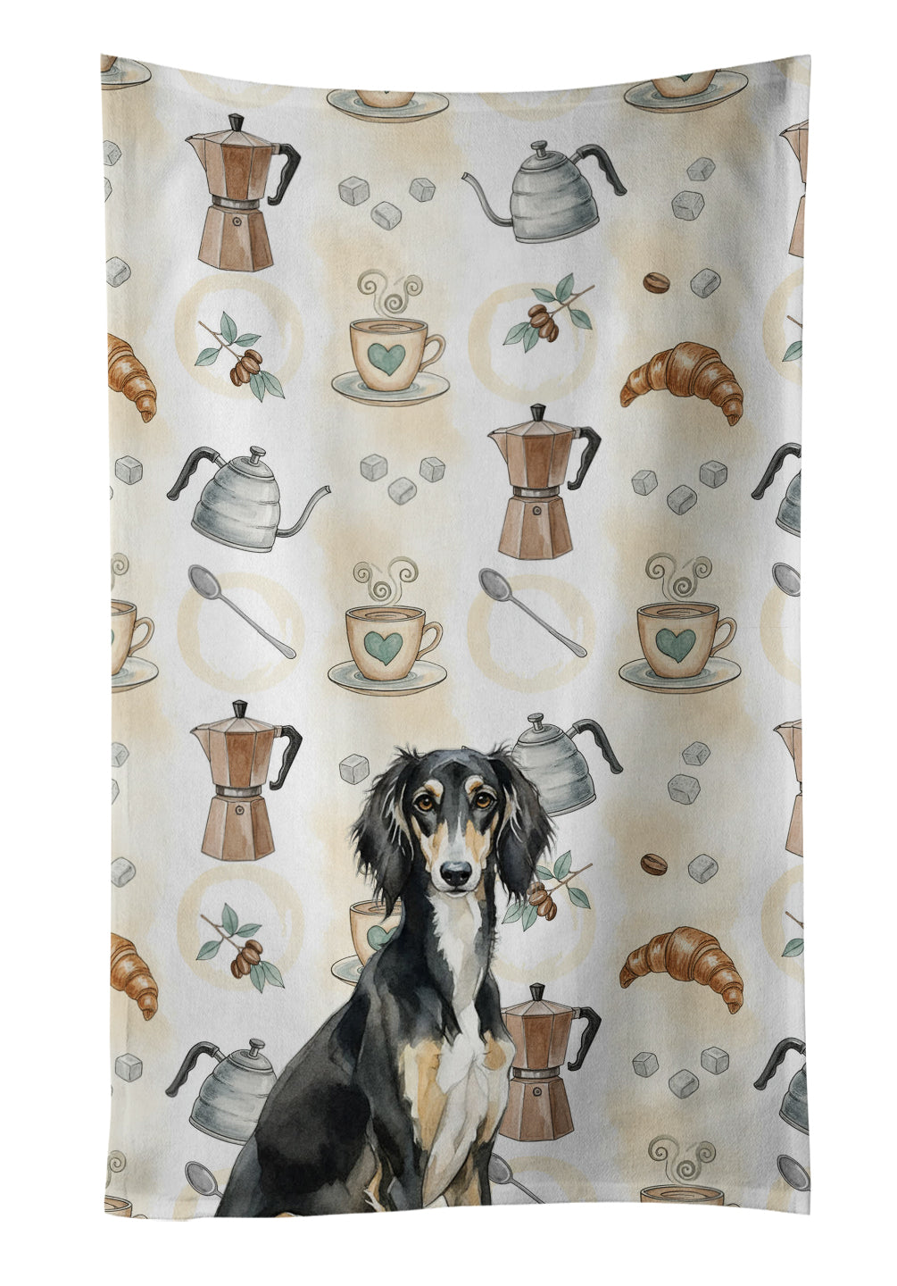 Caroline's Treasures Black and Tan Saluki Coffee Bar Kitchen Towel
