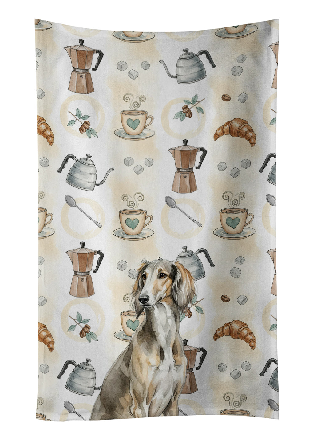 Caroline's Treasures Grizzle Saluki Coffee Bar Kitchen Towel