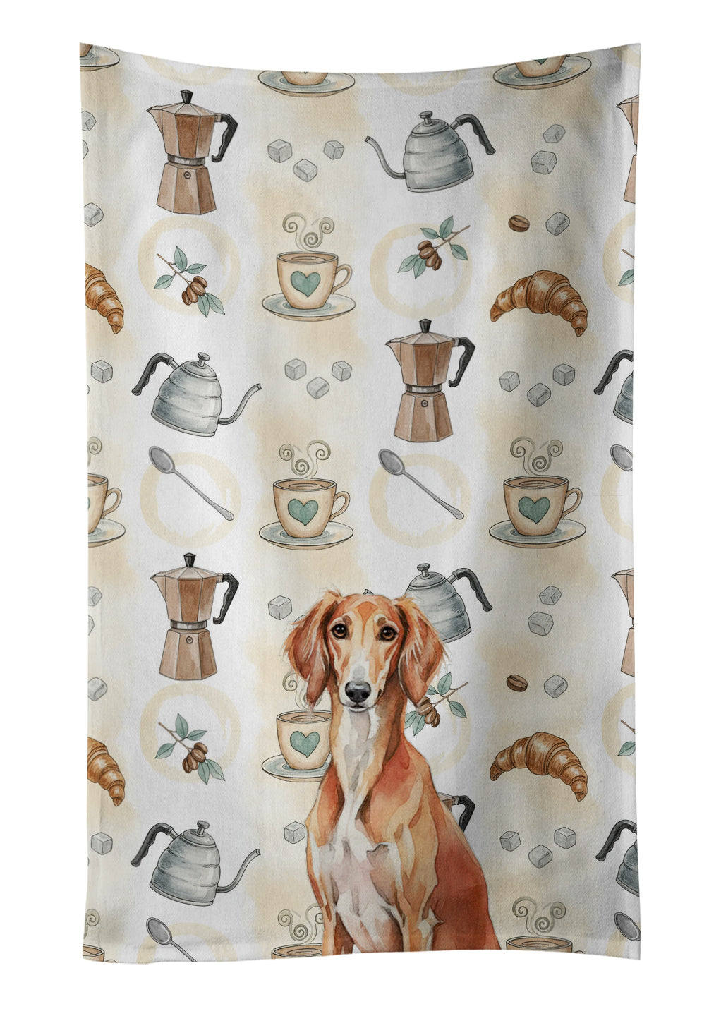 Caroline's Treasures Red Saluki Coffee Bar Kitchen Towel