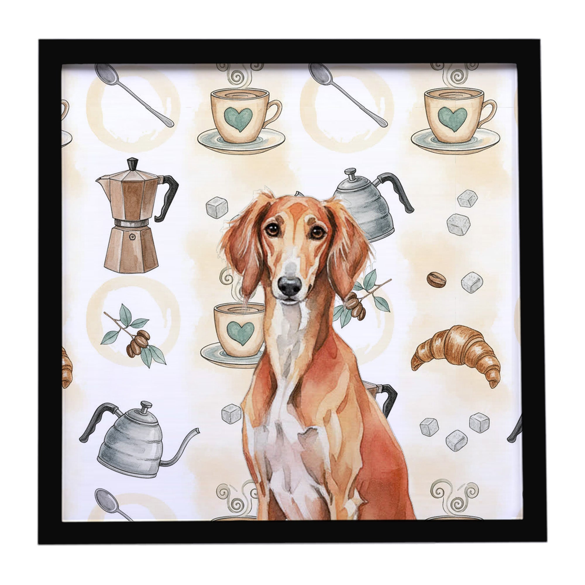 Caroline's Treasures Red Saluki Coffee Bar Framed Metal Print