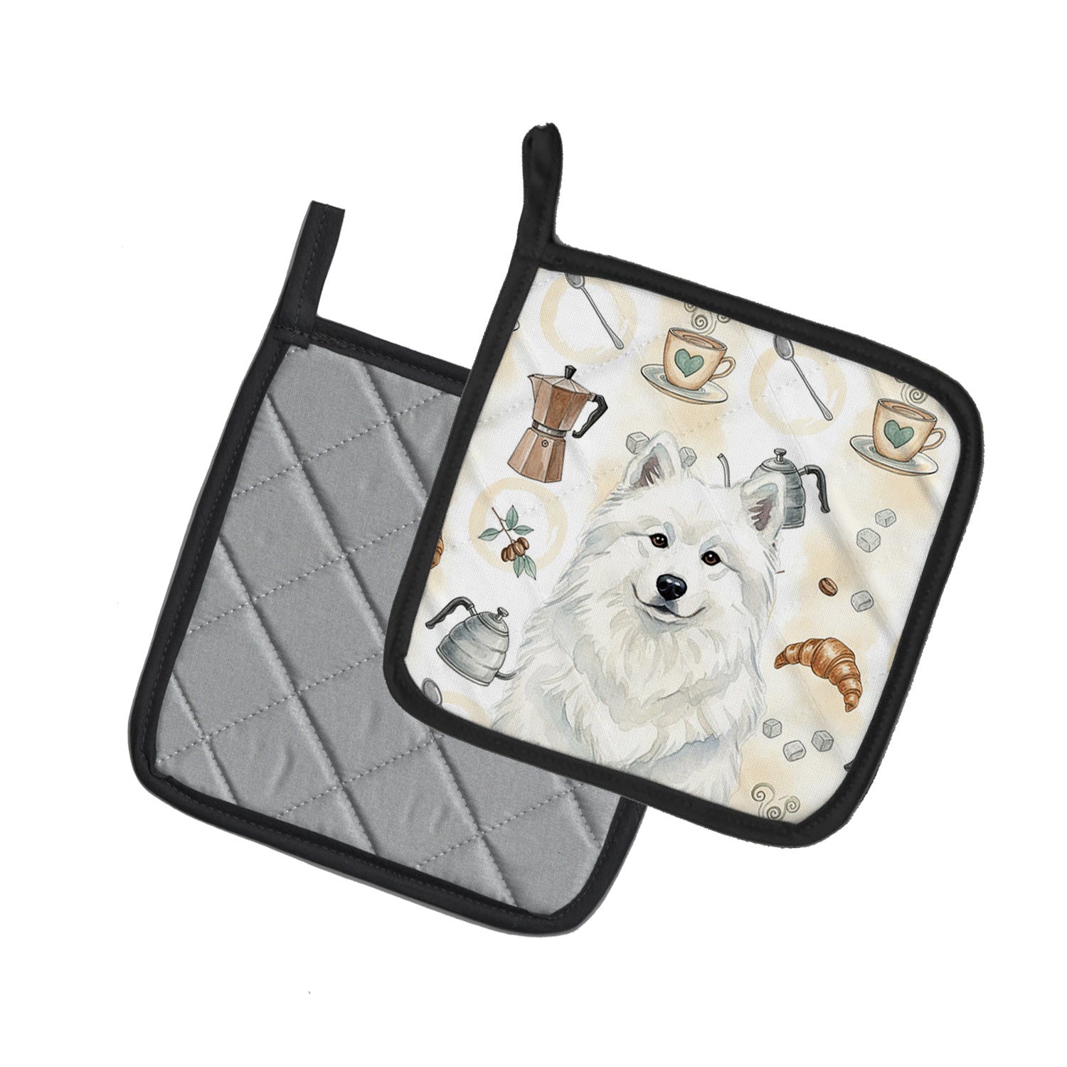 Caroline's Treasures White Samoyed Coffee Bar Pair of Pot Holders
