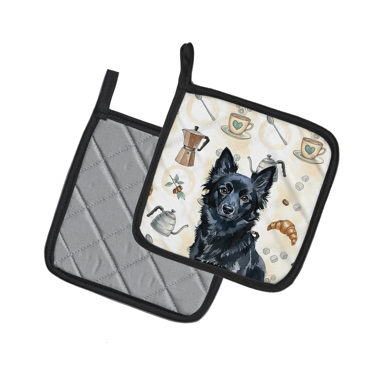 Caroline's Treasures Schipperke Coffee Bar Pair of Pot Holders
