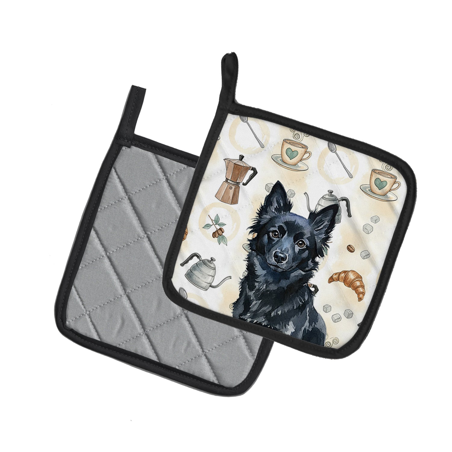 Caroline's Treasures Schipperke Coffee Bar Pair of Pot Holders