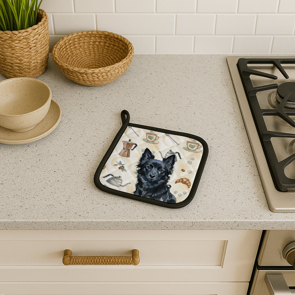 Caroline's Treasures Schipperke Coffee Bar Pair of Pot Holders