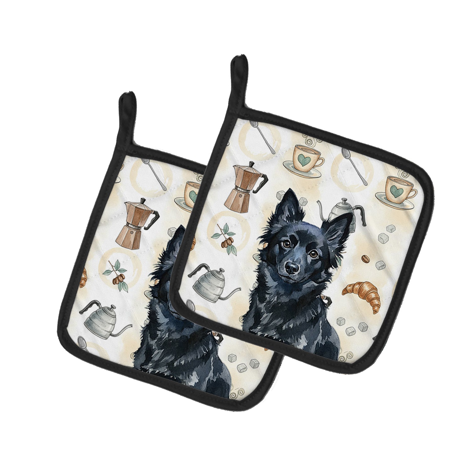 Caroline's Treasures Schipperke Coffee Bar Pair of Pot Holders