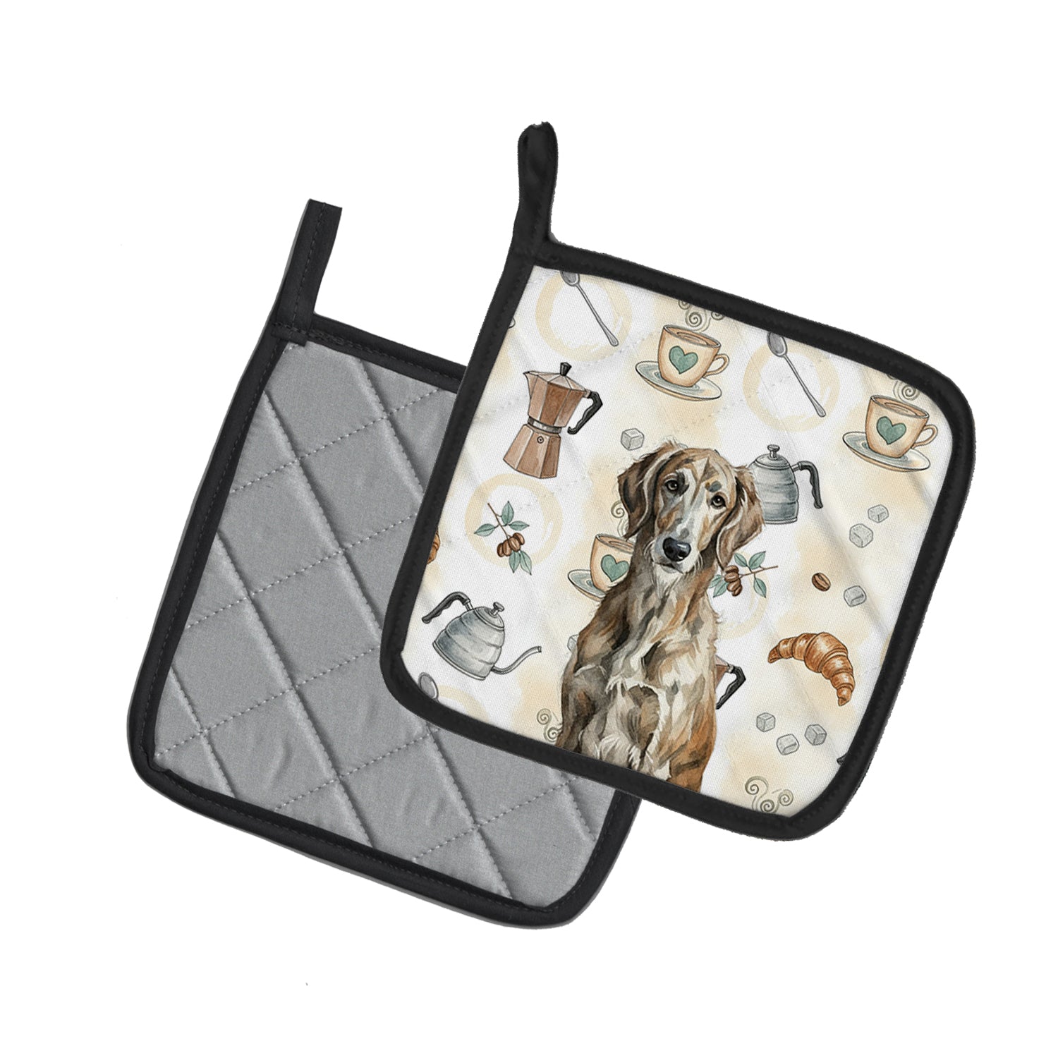 Caroline's Treasures Brindle Scottish Deerhound Coffee Bar Pair of Pot Holders