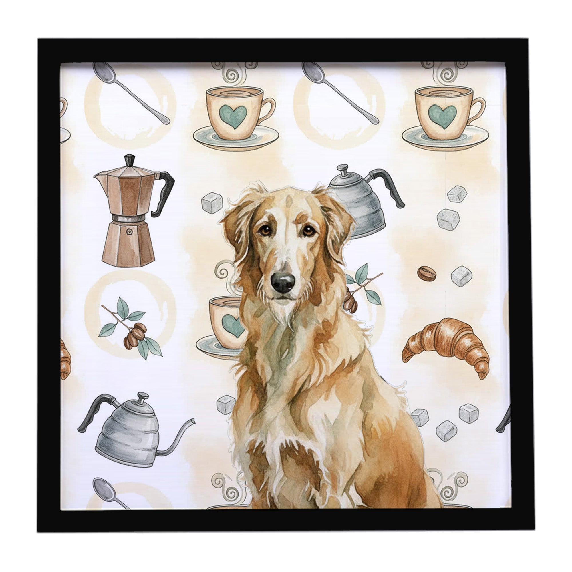 Caroline's Treasures Wheaten Scottish Deerhound Coffee Bar Framed Metal Print