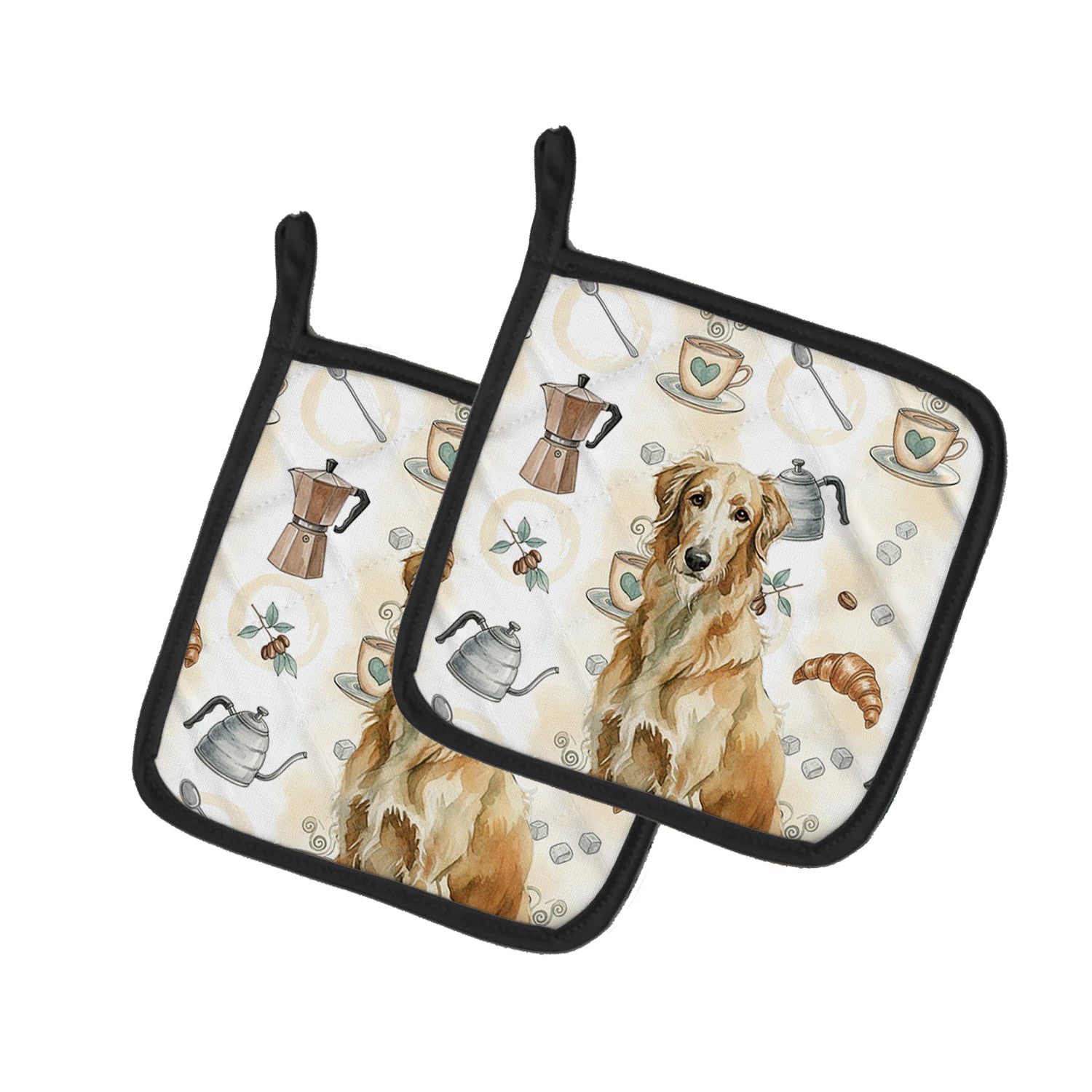 Caroline's Treasures Wheaten Scottish Deerhound Coffee Bar Pair of Pot Holders