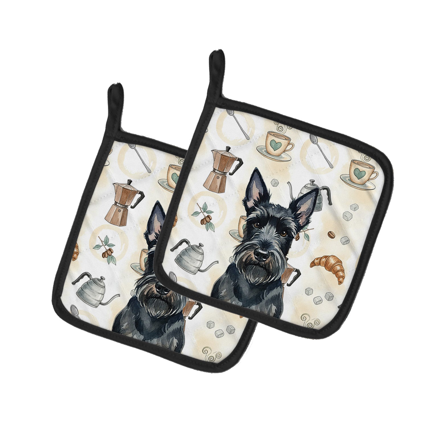 Caroline's Treasures Scottish Terrier Coffee Bar Pair of Pot Holders