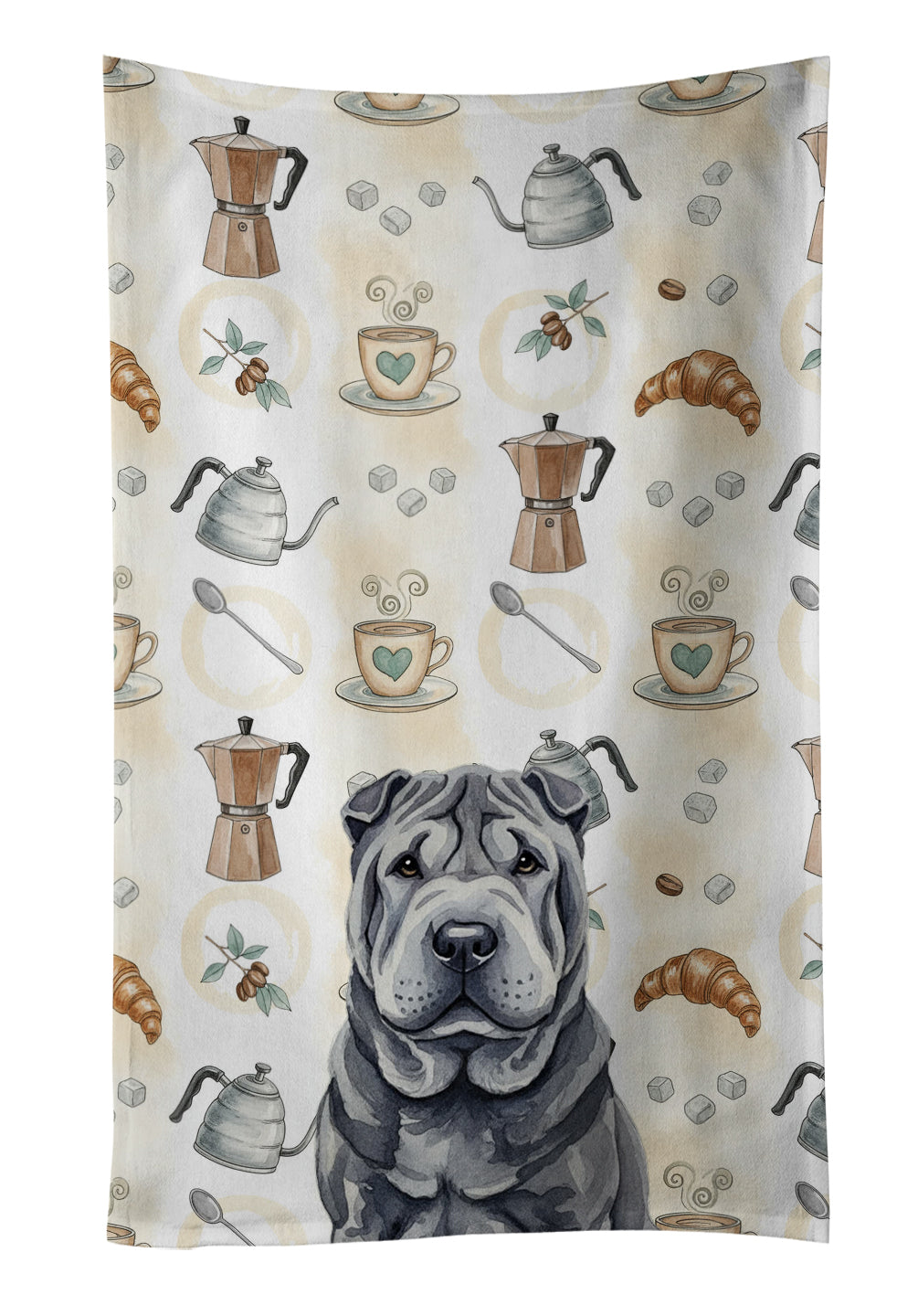 Caroline's Treasures Black Shar Pei Coffee Bar Kitchen Towel