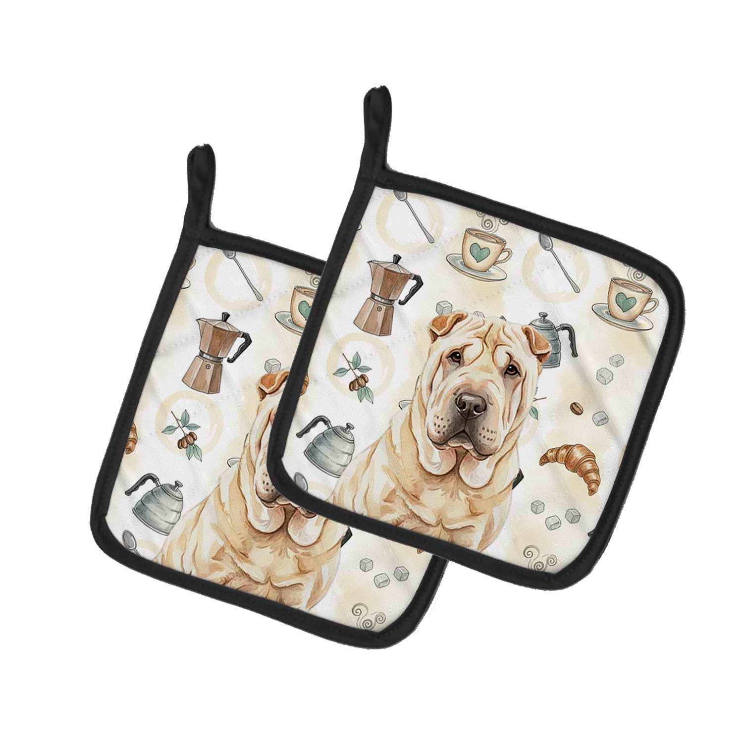 Caroline's Treasures Shar Pei Coffee Bar Pair of Pot Holders