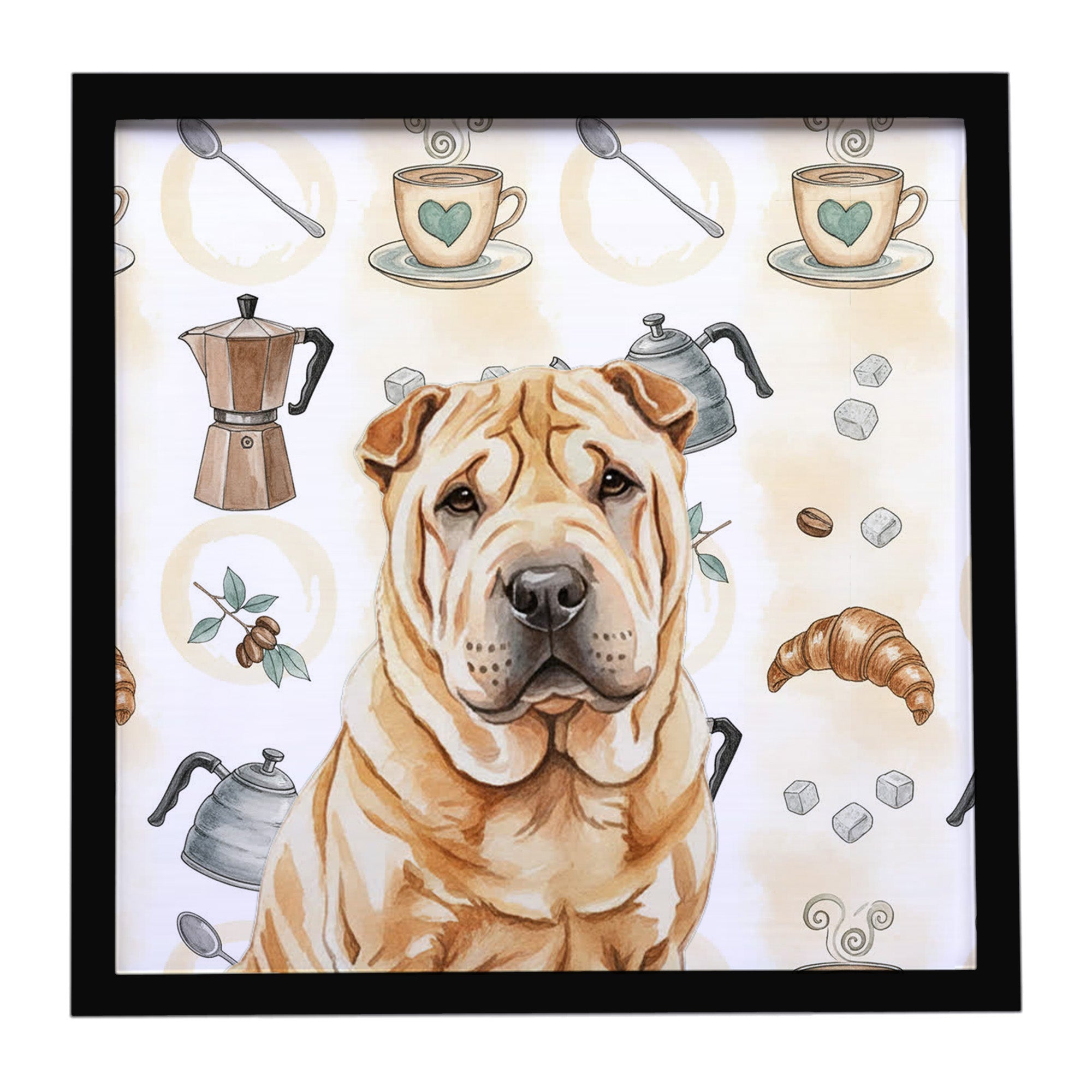 Caroline's Treasures Red Shar Pei Coffee Bar Framed Metal Print