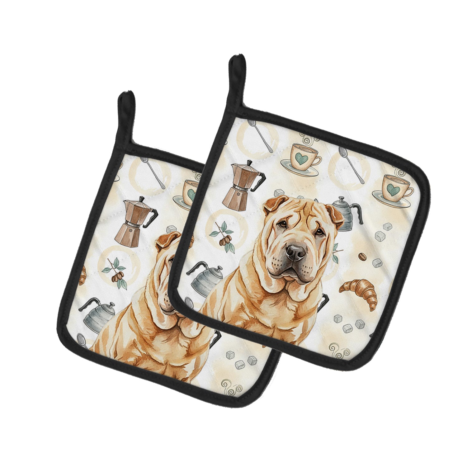 Caroline's Treasures Red Shar Pei Coffee Bar Pair of Pot Holders