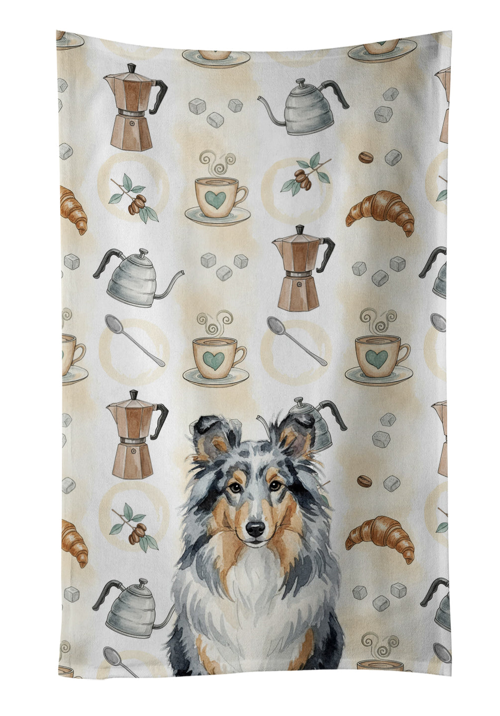 Caroline's Treasures Blue Merle Sheltie Coffee Bar Kitchen Towel