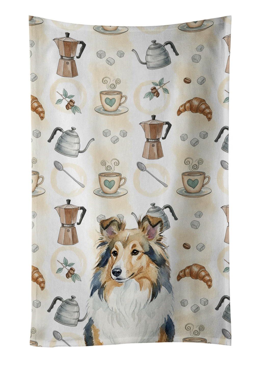 Caroline's Treasures Sable Sheltie Coffee Bar Kitchen Towel