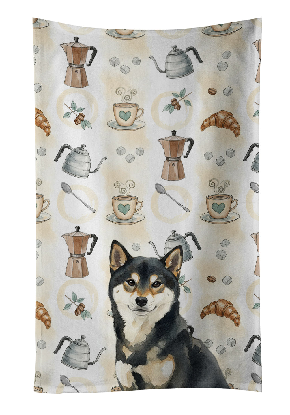 Caroline's Treasures Black and Tan Shiba Inu Coffee Bar Kitchen Towel