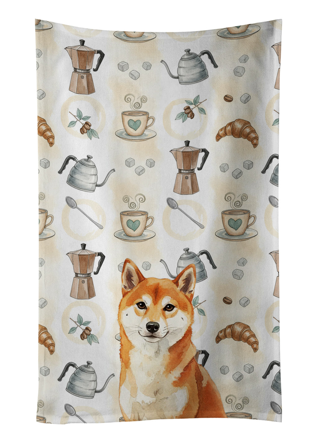 Caroline's Treasures Red Shiba Inu Coffee Bar Kitchen Towel
