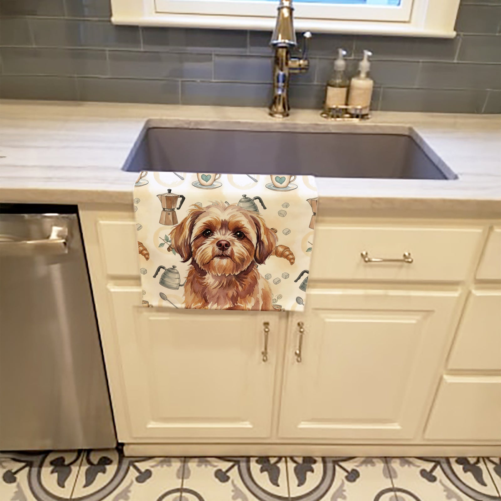 Caroline's Treasures Liver Shih Tzu Coffee Bar Kitchen Towel