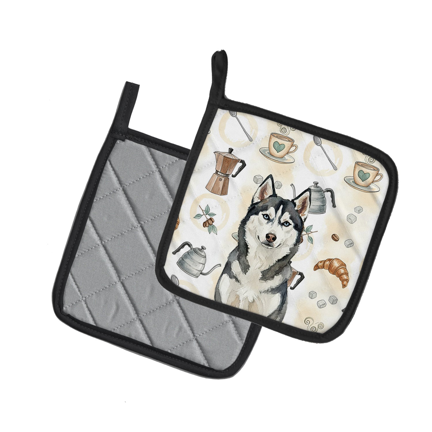 Caroline's Treasures Siberian Husky Coffee Bar Pair of Pot Holders
