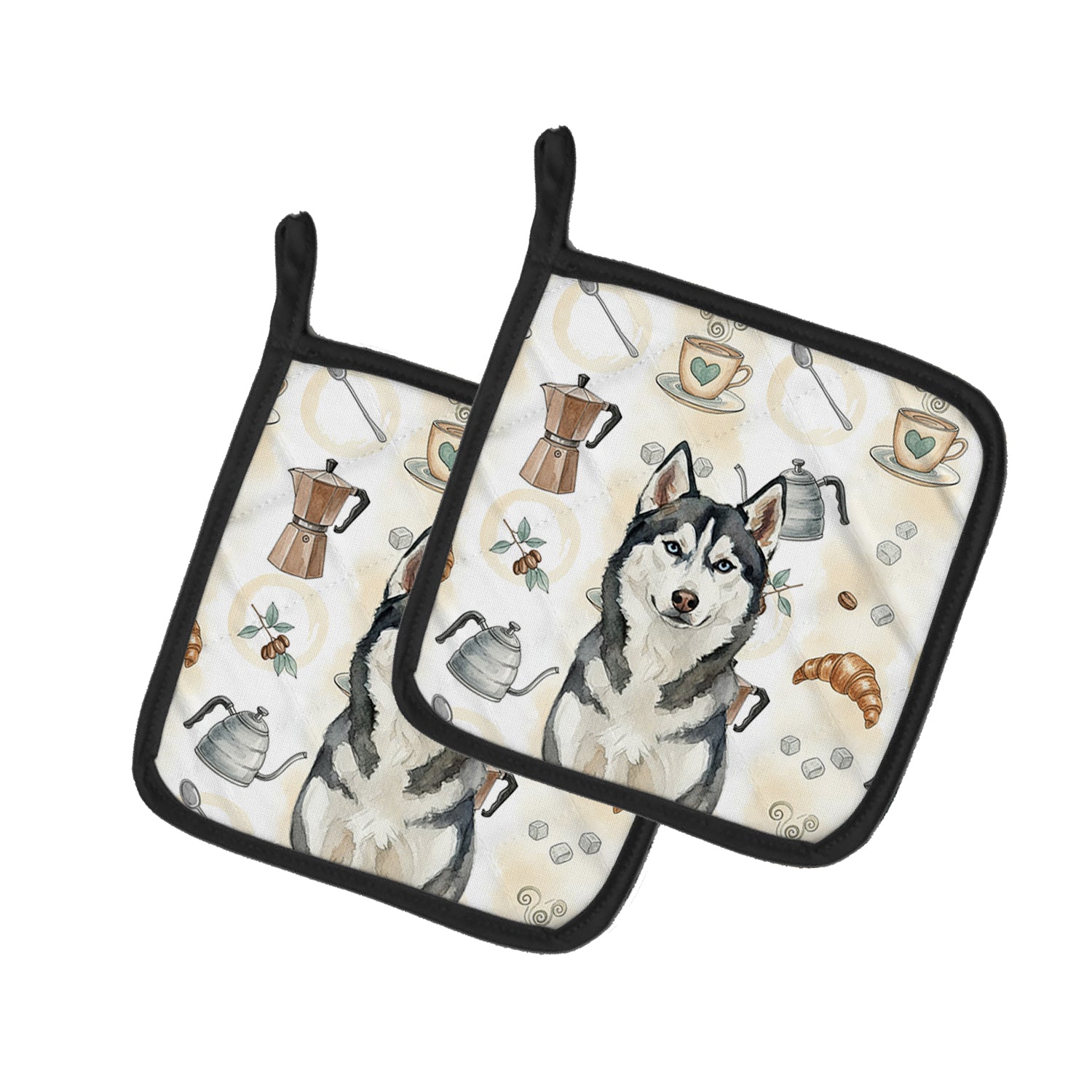 Caroline's Treasures Siberian Husky Coffee Bar Pair of Pot Holders